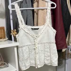 Zara Embroidered Button Down Top